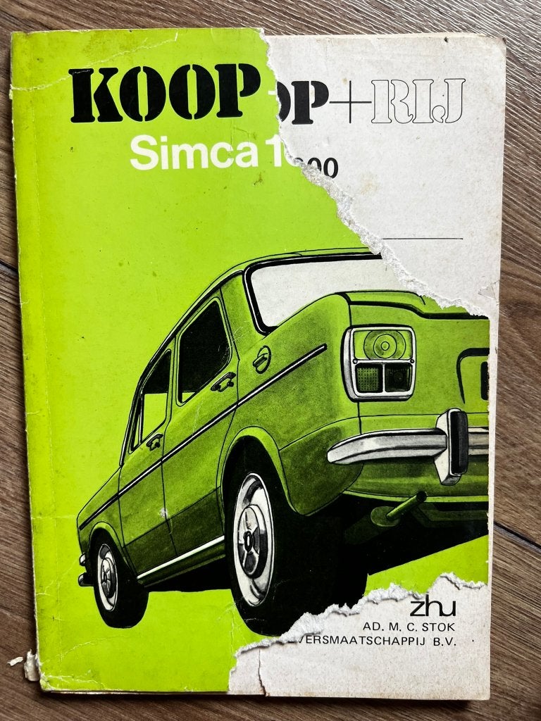 Koop + Rij Simca 1000 - AD. M. C. Stok, Gelezen, Ophalen of Verzenden, Overige merken, AD. M. C. Stok
