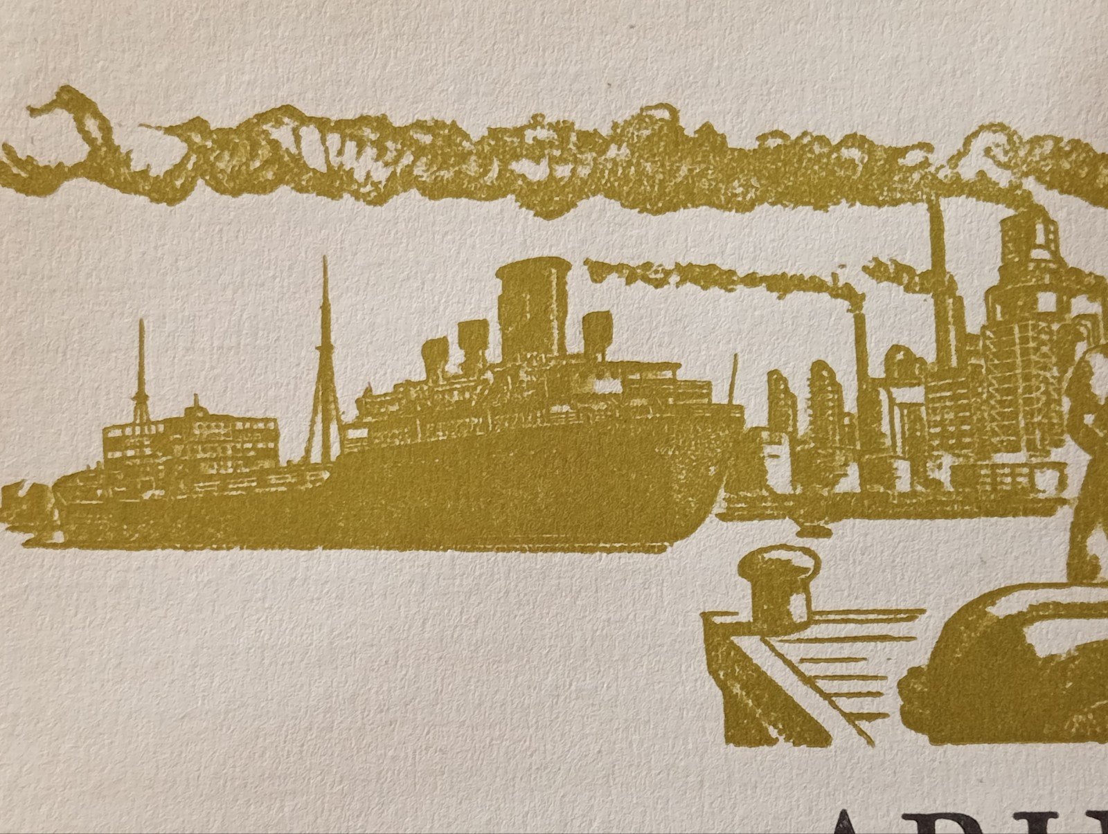Aruba lithografisch boek vignet Scheepvaart en Industrie, Antiek en Kunst, Ophalen of Verzenden