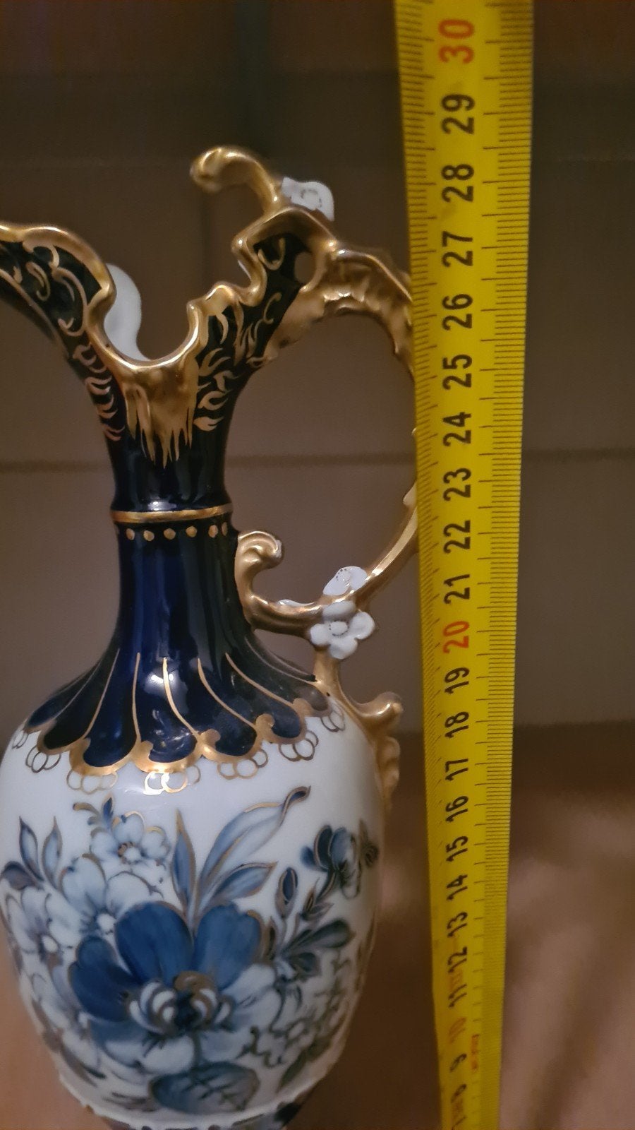 Prachtige Royal Dux Porseleinen Vaas - Blauw/Goud, Ophalen of Verzenden