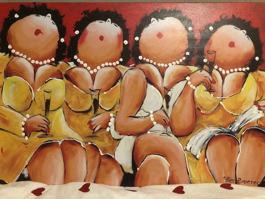 Schilderij Dikke Dames, Antiek en Kunst, Ophalen, Overige materialen, Gesigneerd, Figuren