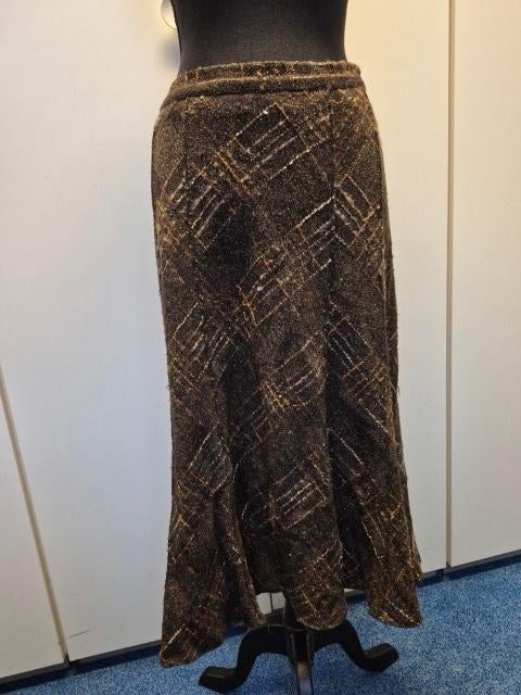 Rok bruin met gekleurde draad, Bruin, Maat 46/48 (XL) of groter, Ophalen of Verzenden, Zo goed als nieuw