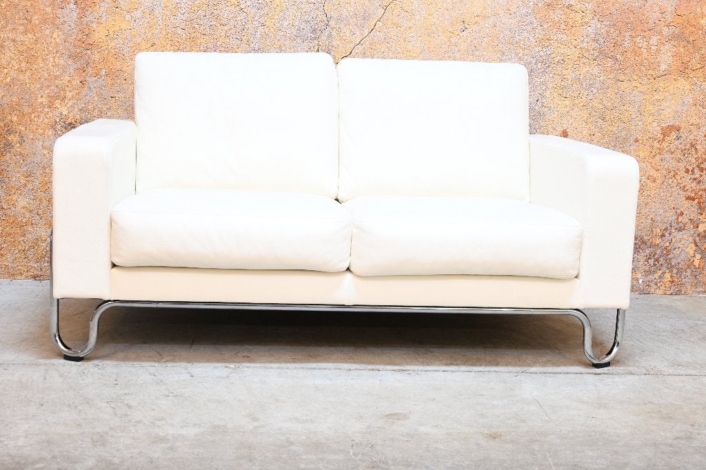 ZGANieuw fraaie witte leren Gispen 411 design bank