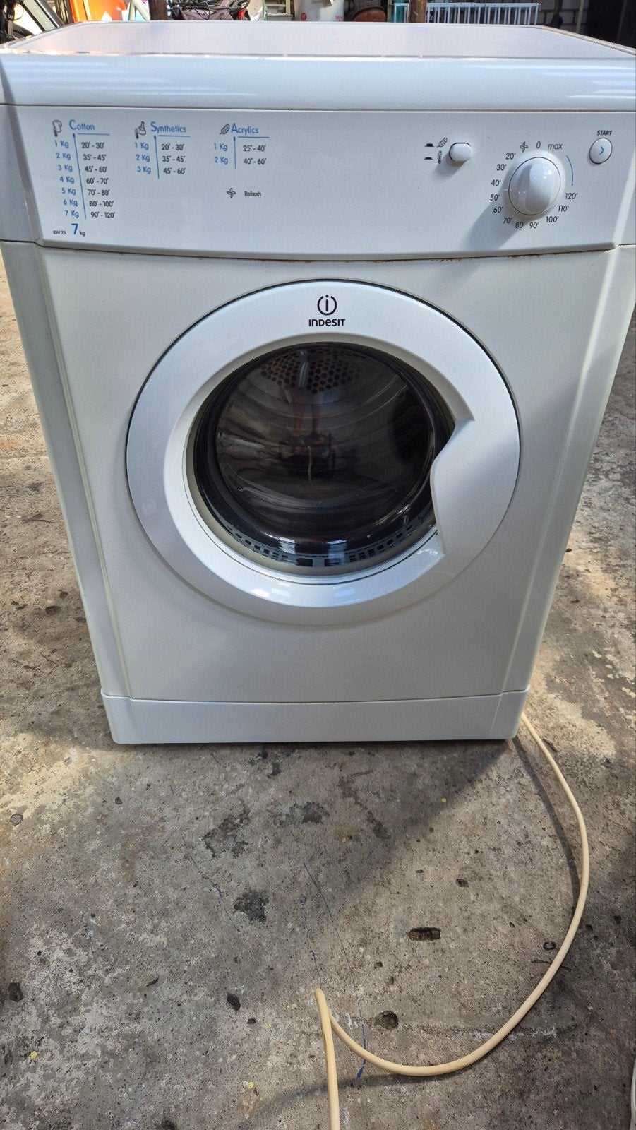 Indesit luchtdroger, Witgoed en Apparatuur, Wasdrogers, Ophalen, 6 tot 8 kg, Luchtafvoer, Zo goed als nieuw