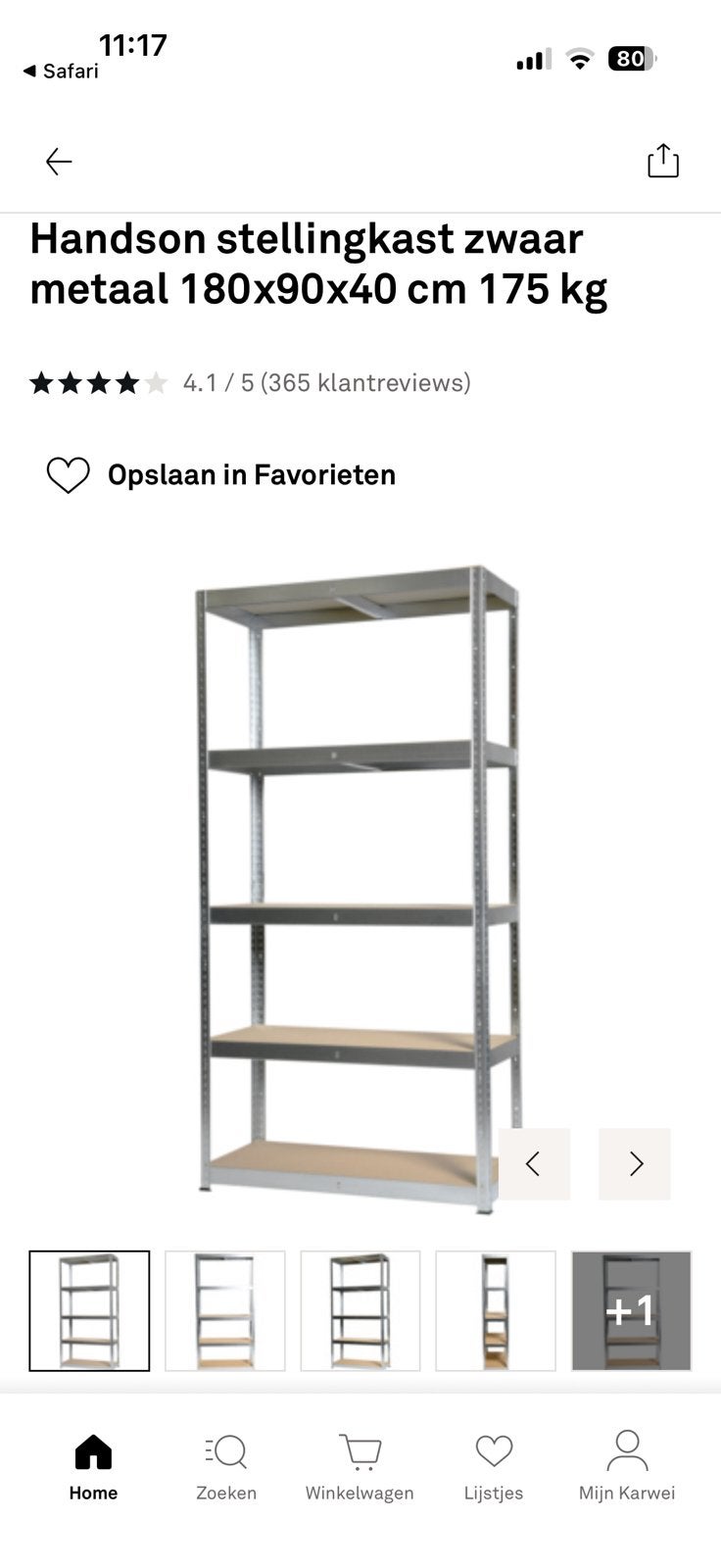 Metalen opbergrek -175 KG, Ophalen, Overige materialen, 30 cm of meer, 50 tot 150 cm