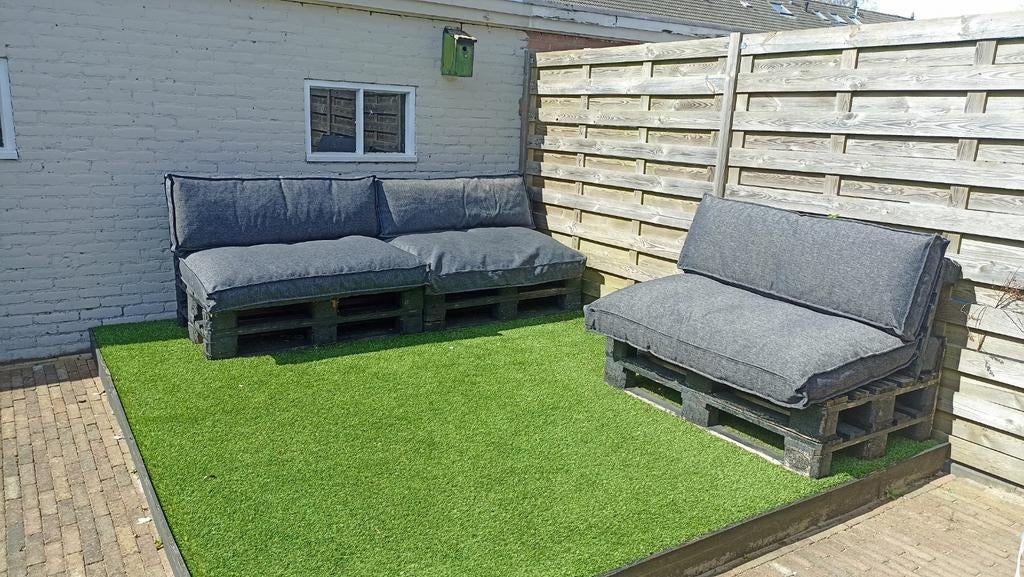 Palletkussens Karwei, Tuin en Terras, Tuinsets en Loungesets, Ophalen, 3 zitplaatsen, Zo goed als nieuw, Loungeset