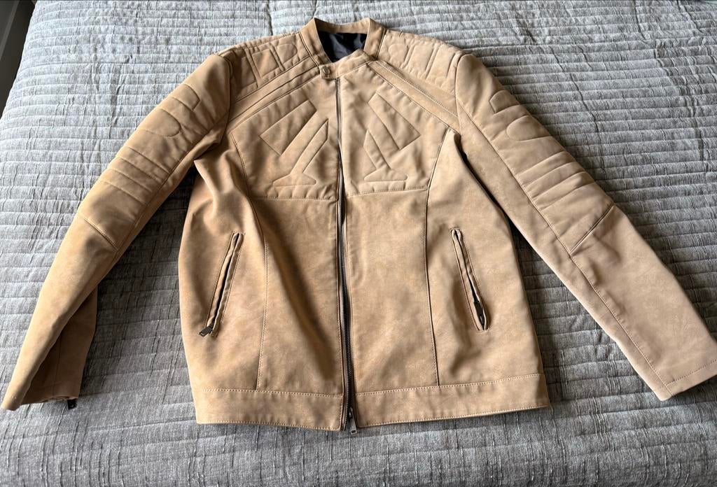 Imitatie lederen sportieve jas (suede) (heren; XL), Ophalen of Verzenden, Zo goed als nieuw, Maat 56/58 (XL), Beige