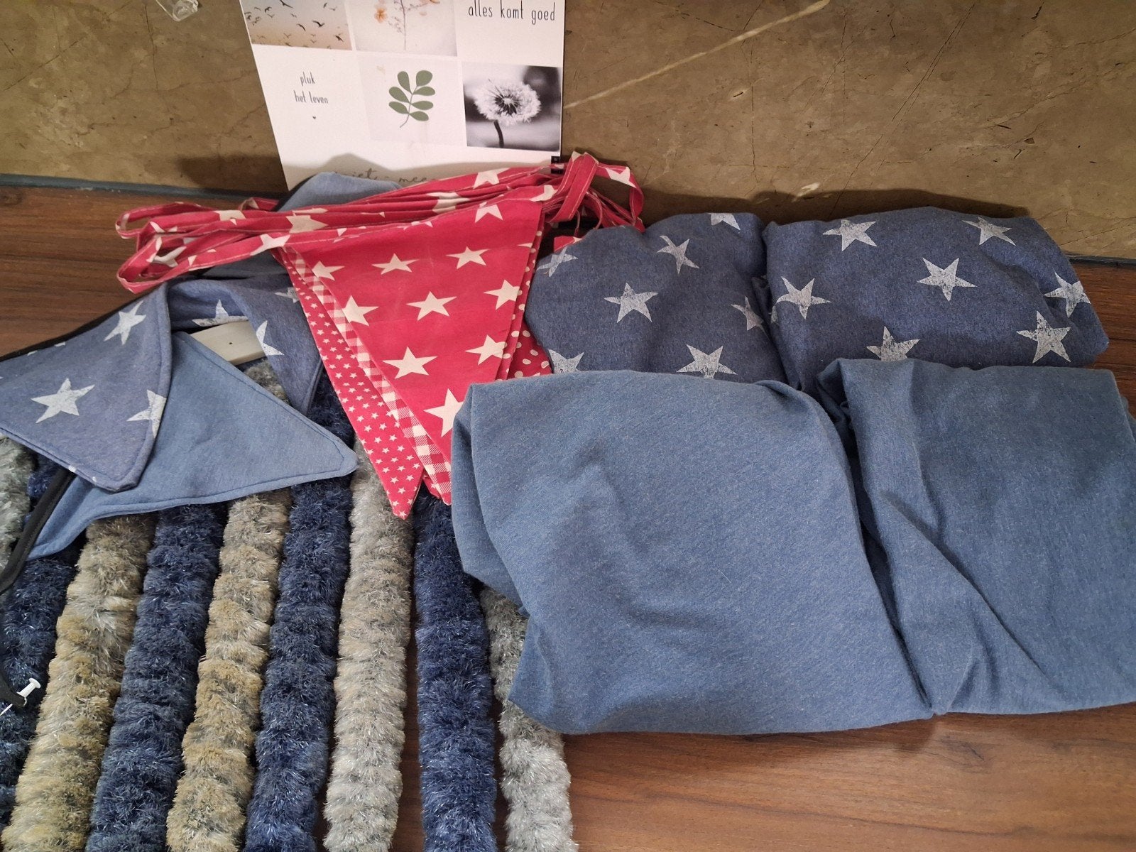 jeans kleurige caravan aankleding, Ophalen of Verzenden, Gebruikt