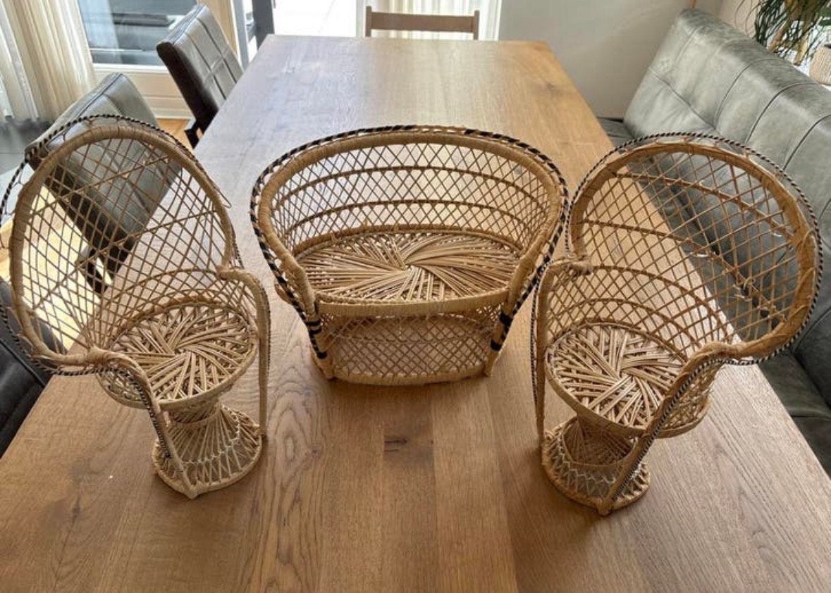 Handgemaakt rotan poppenwagentje, Verzamelen, Ophalen, Zo goed als nieuw, Accessoires