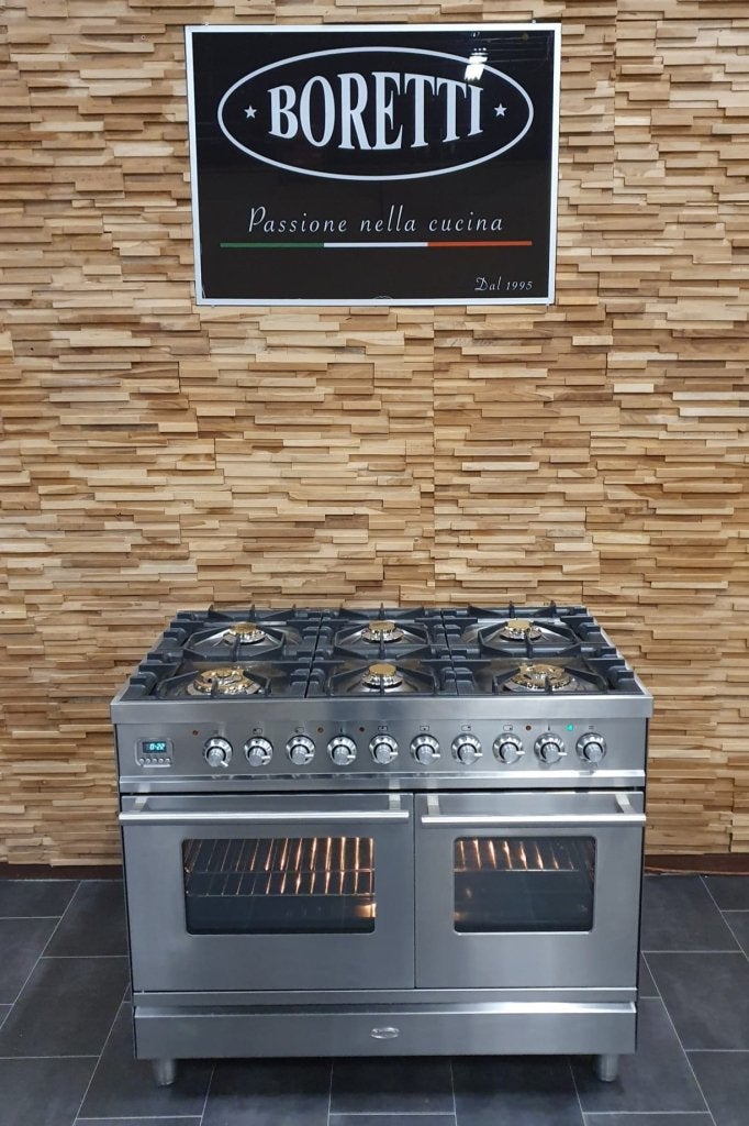 🔥Luxe Boretti Fornuis 100cm RVS GASOVEN 6 pitten, Witgoed en Apparatuur, Fornuizen, Niet ingevuld, 60 cm of meer, Niet ingevuld