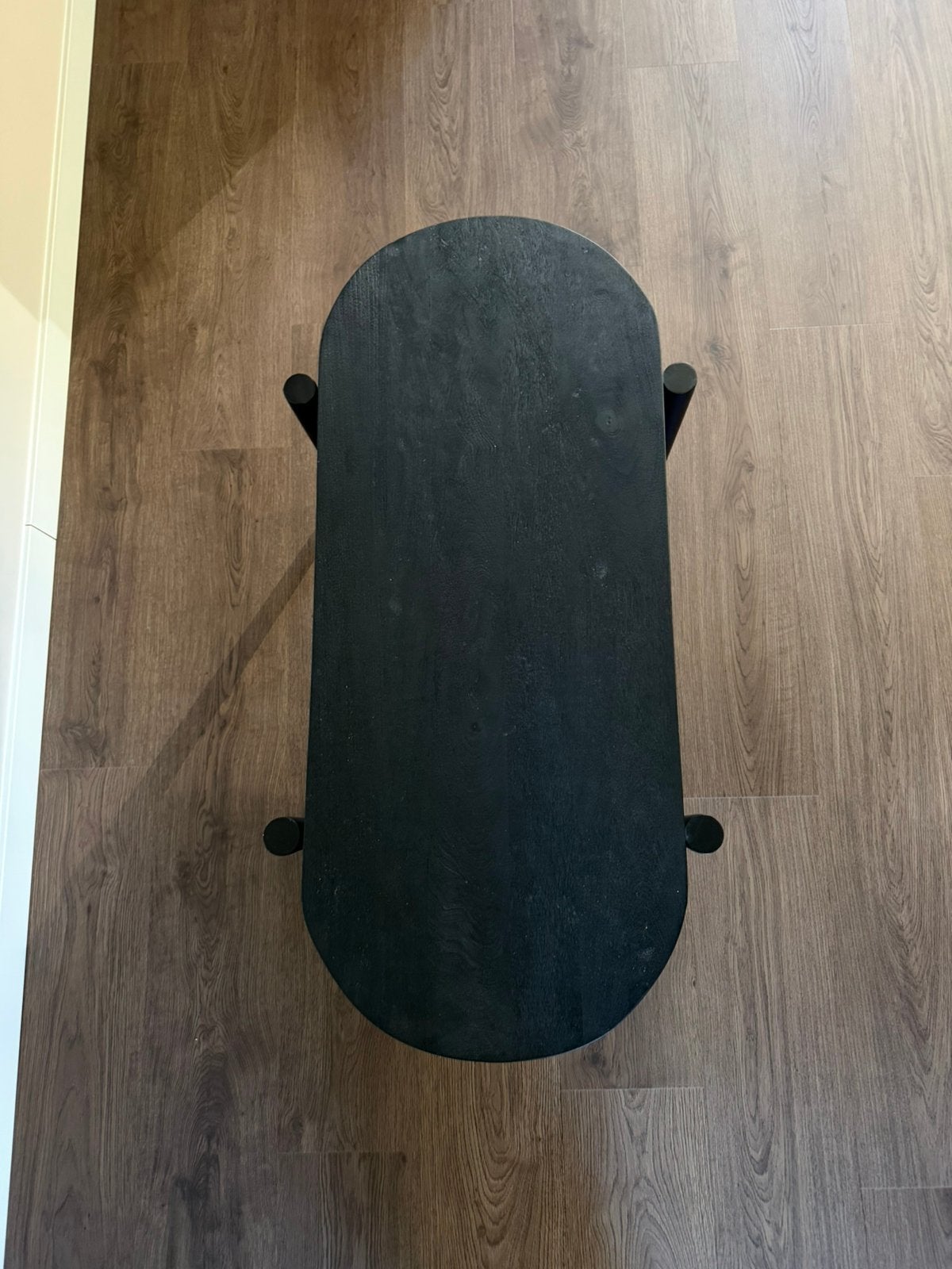 Zwarte salontafel met stalen poten, Ophalen, Gebruikt, 100 tot 150 cm, 50 tot 100 cm