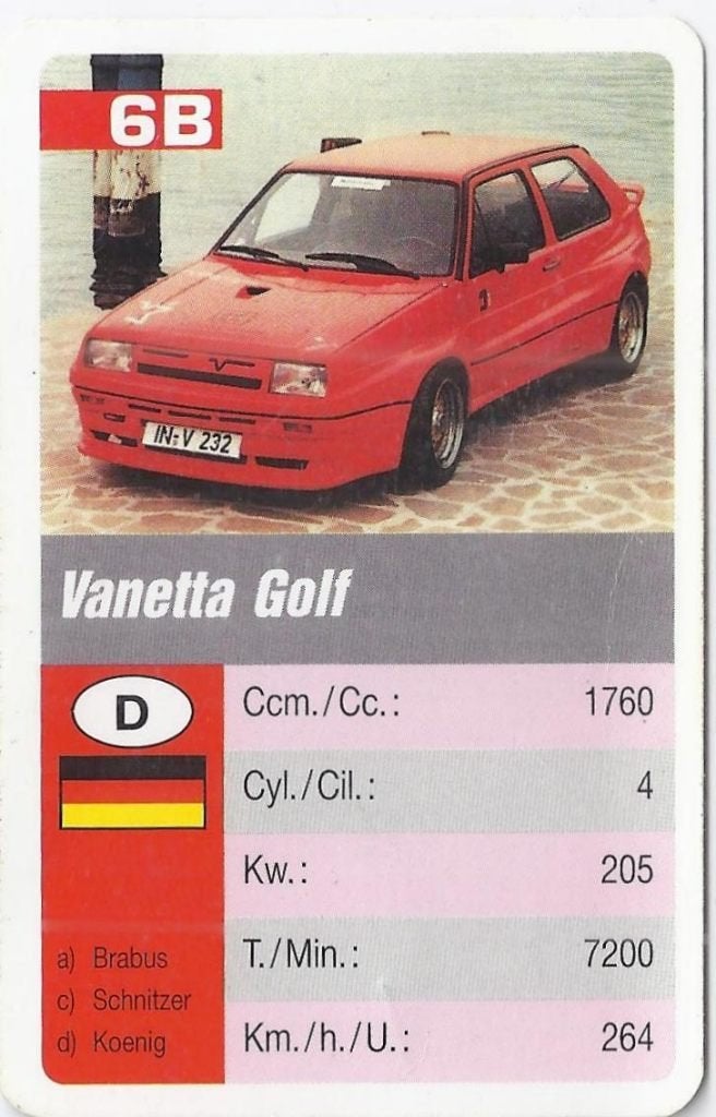 Kw3654 autokaartje vanetta golf ( 6b), Ophalen of Verzenden, Zo goed als nieuw, Auto's