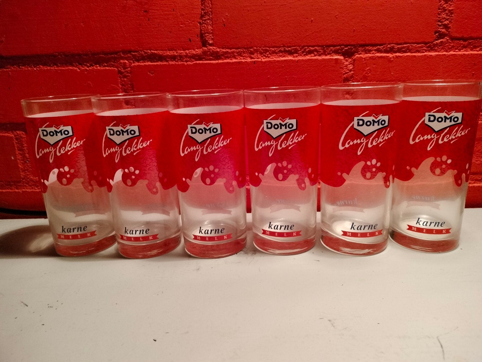 Vintage Domo lang lekker karnemelk glazen, Verzamelen, Ophalen of Verzenden, Gebruikt, Overige typen