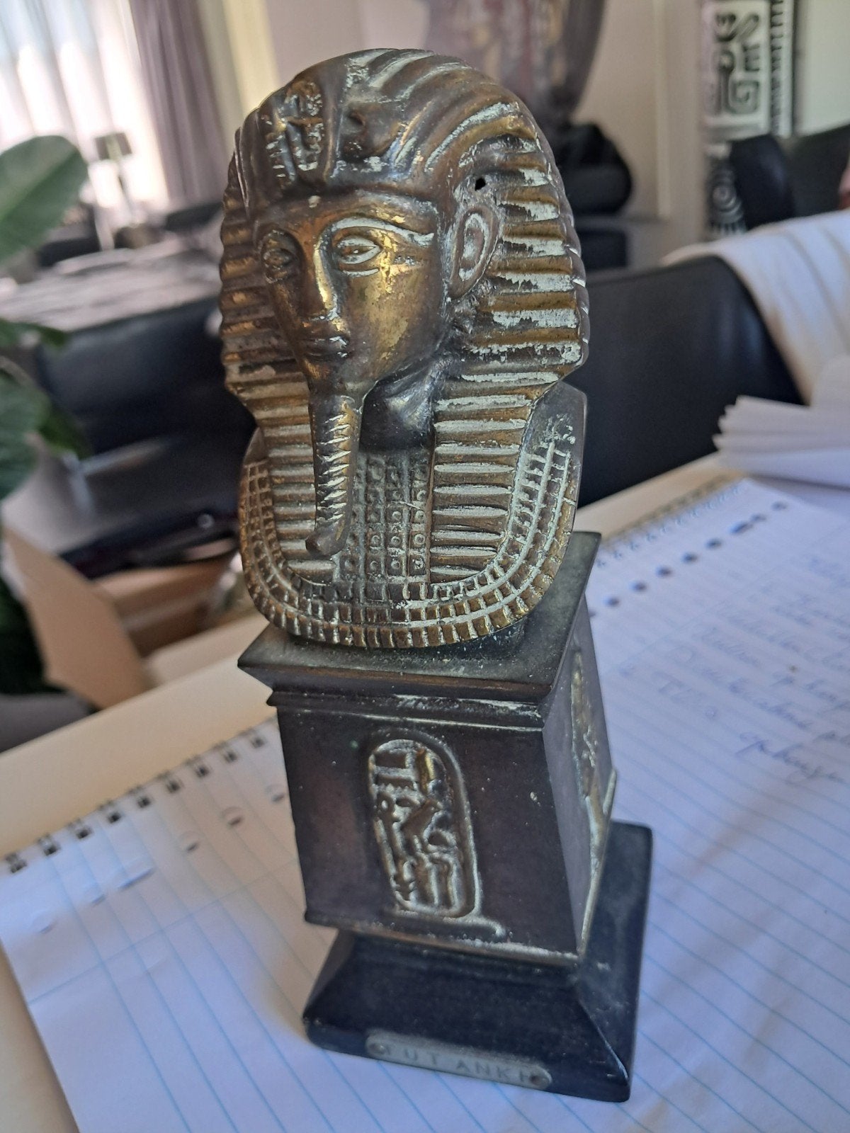 Bronzen beeldje Toetanchamon - Egyptische farao, Antiek en Kunst, Ophalen, Minder dan 20 cm, Gepatineerd, Brons