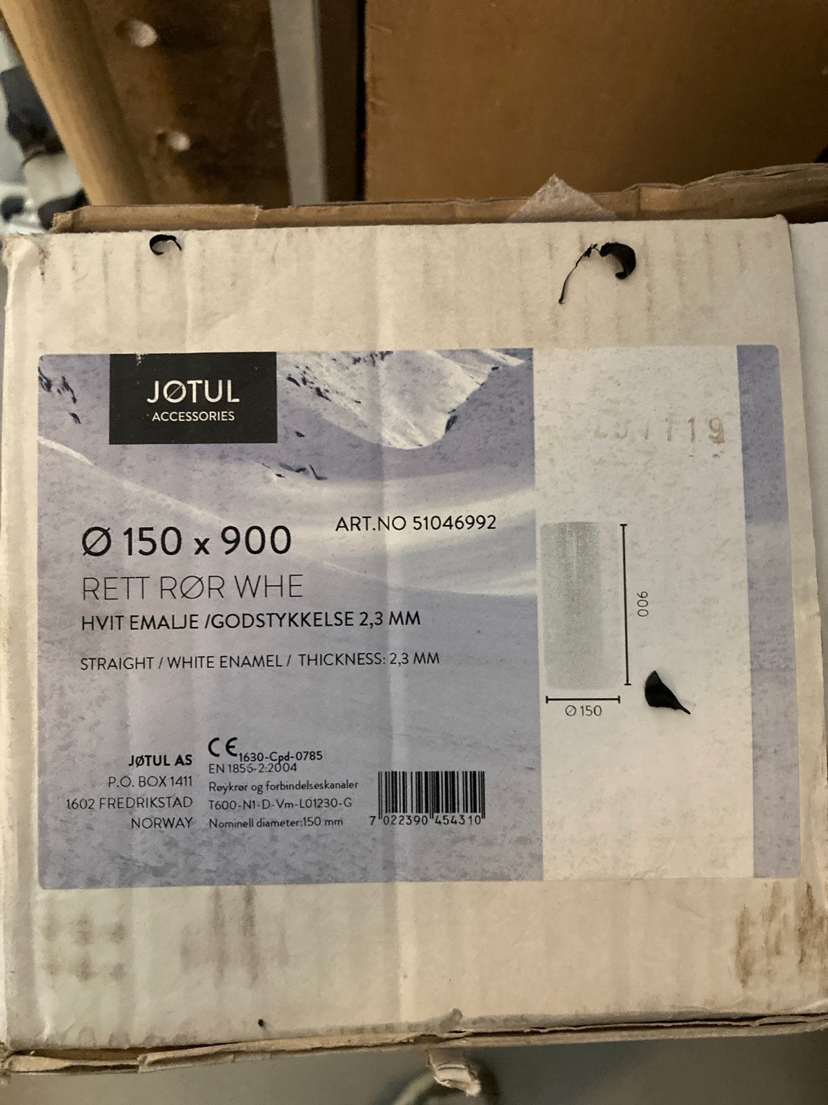 2 stuks Jøtul Røkrör Wit Emaille Ø 150 x 900 mm, Ophalen, Nieuw, Overige typen, 80 cm of meer