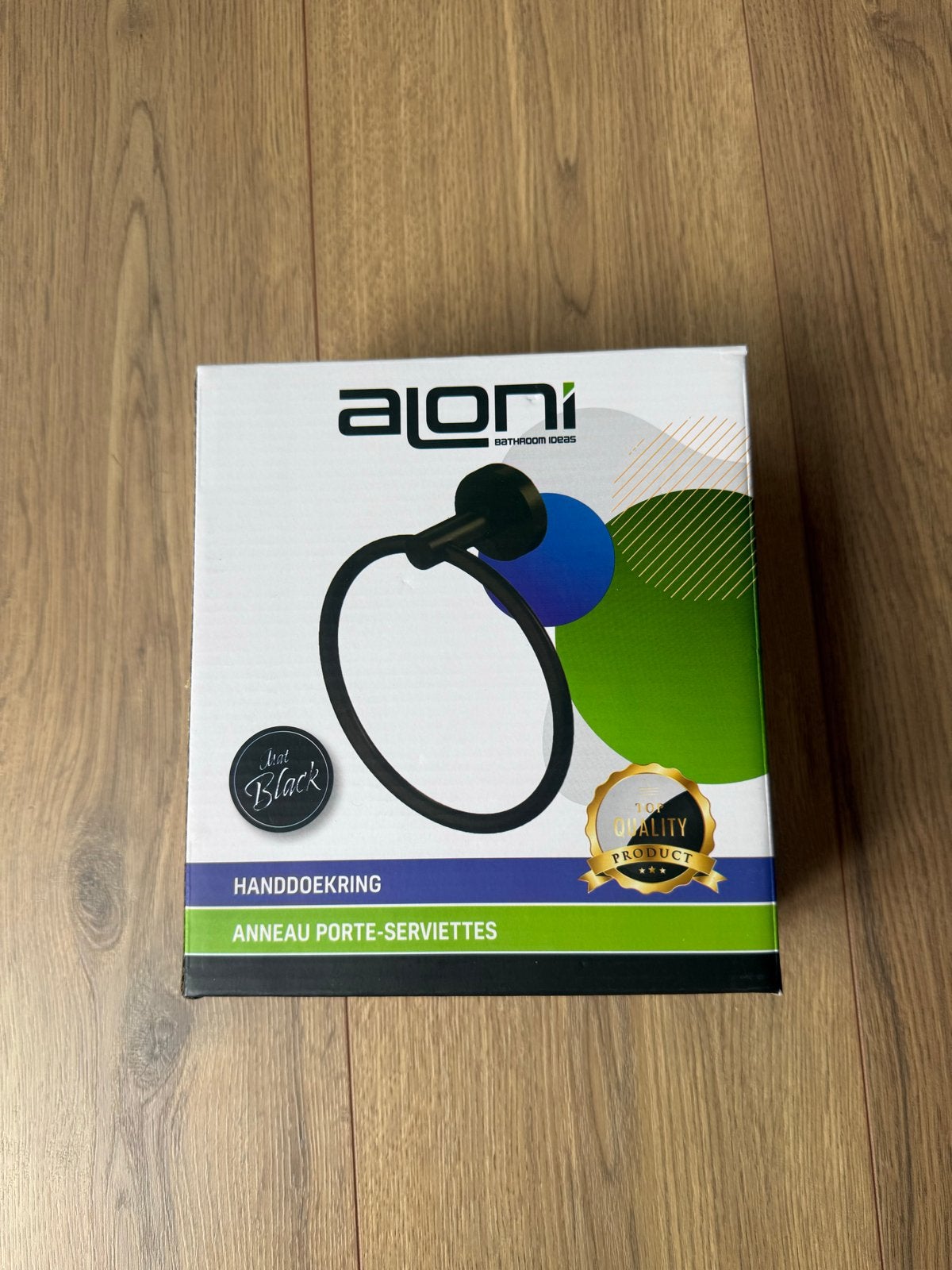 Aloni Zwart Handdoekrek - Nieuw in Doos (17-20cm), Ophalen, Handdoekenrek, Nieuw, Overige merken