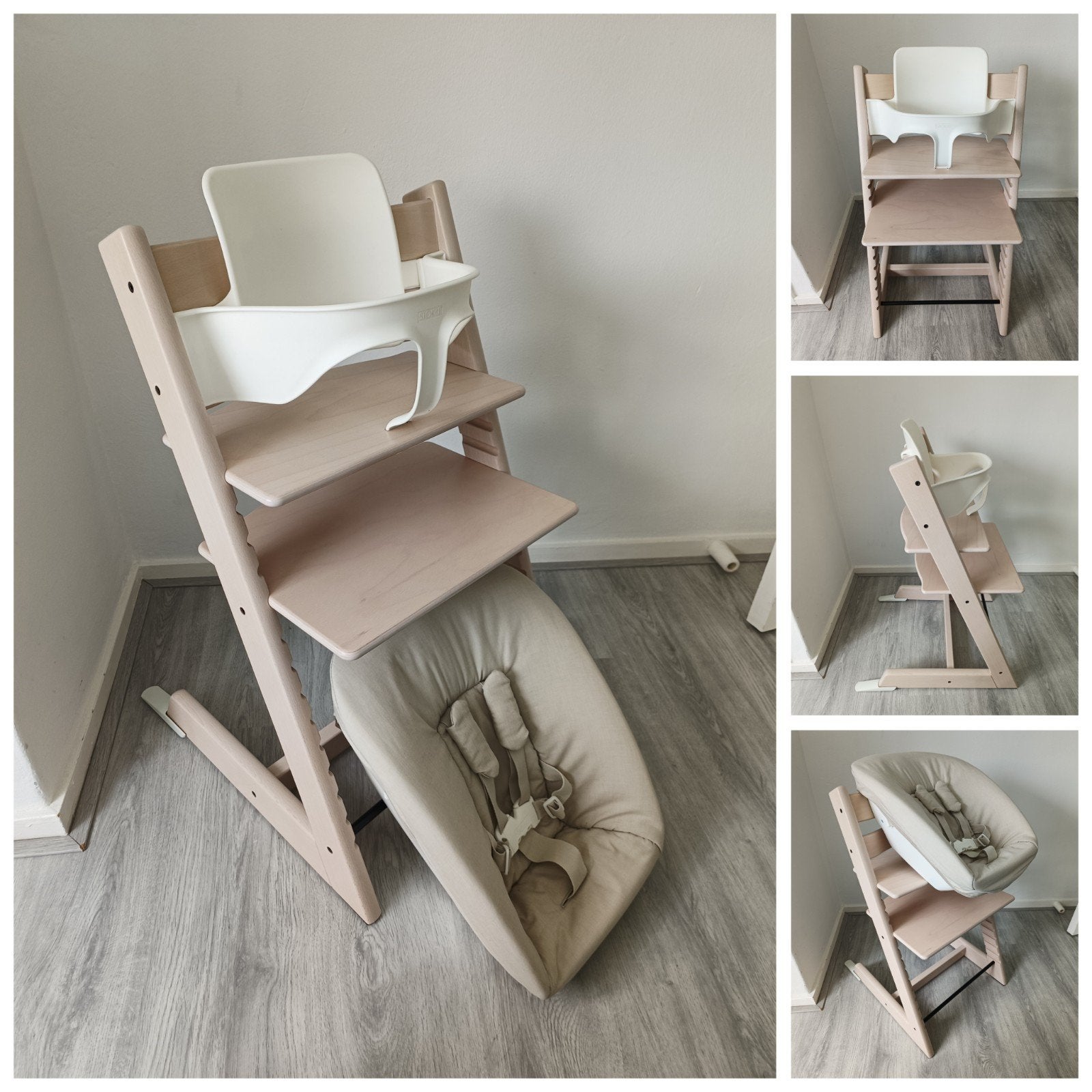 NIEUWSTAAT! Stokke Tripp Trapp whitewash+babyset, newbornset, Kinderen en Baby's, Kinderstoelen, Zo goed als nieuw, Meegroeistoel