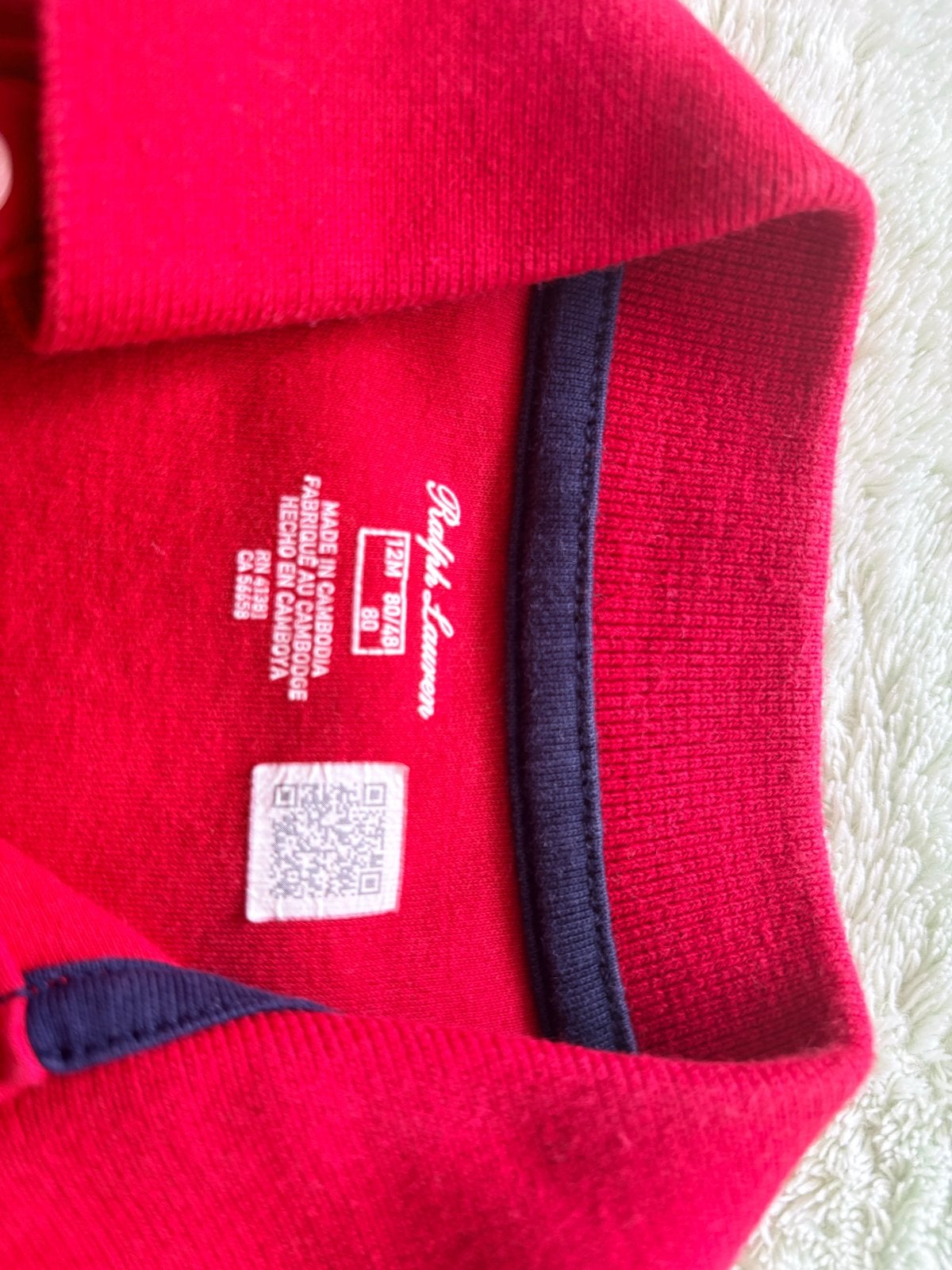 Ralph Lauren baby rompers - rood en blauw (maat 80), Verzenden, Zo goed als nieuw, Jongetje of Meisje