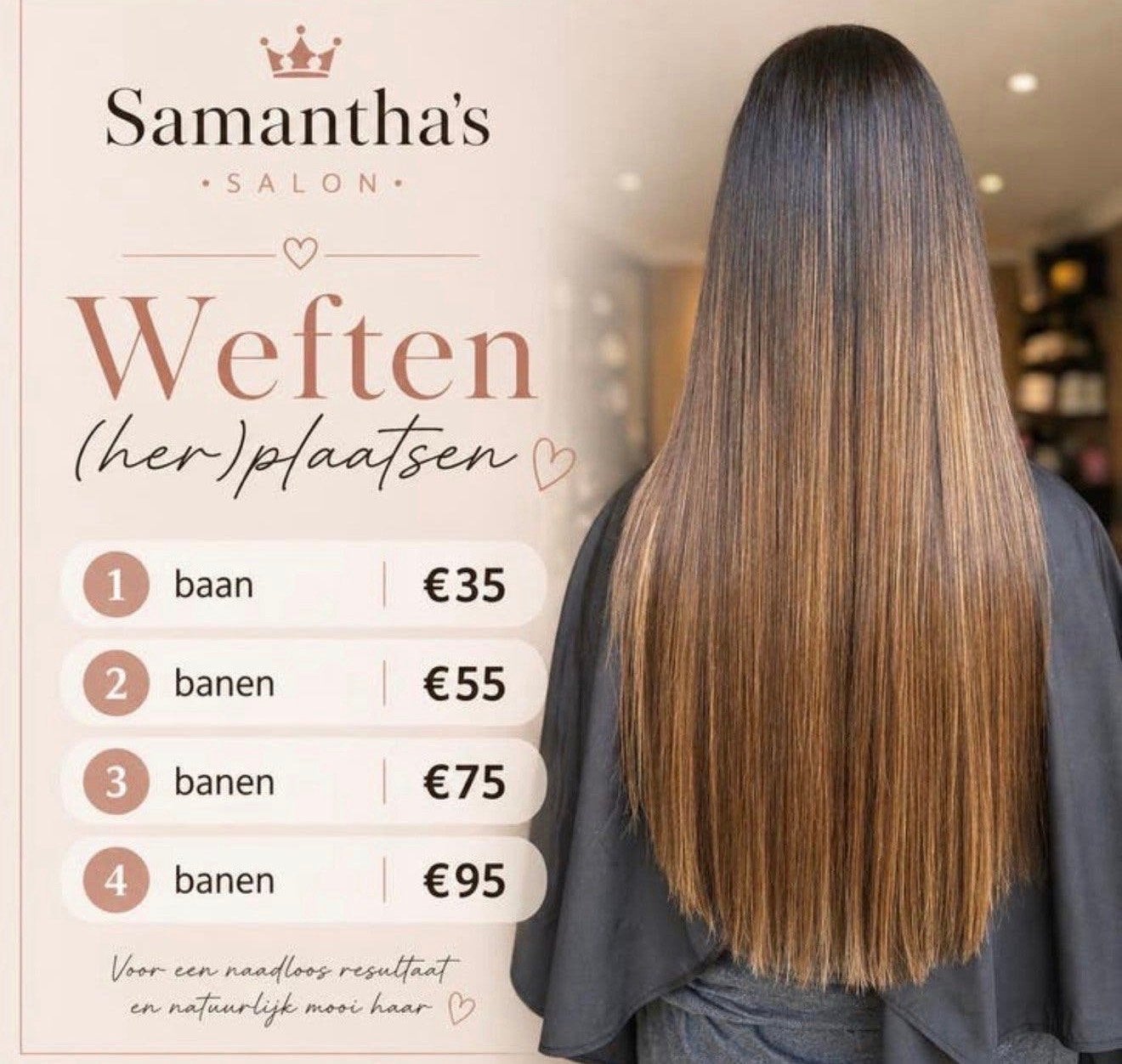 Haar hair extensions weften plaatsen, Ophalen