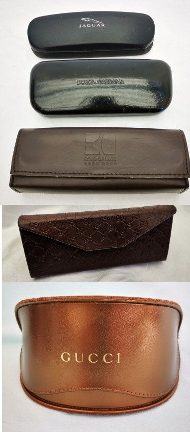 4 vintage bril kokers Jaguar Hugo Boss Dolce Gabbana Gucci, Overige merken, Zwart, Ophalen of Verzenden, Zo goed als nieuw