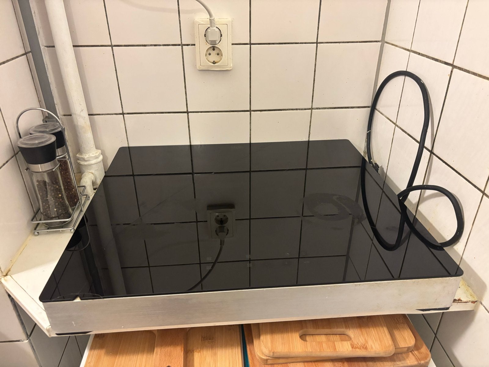 ETNA Inductiekookplaat met barst in glasplaat, Ophalen, Gebruikt, 4 kookzones, Inductie