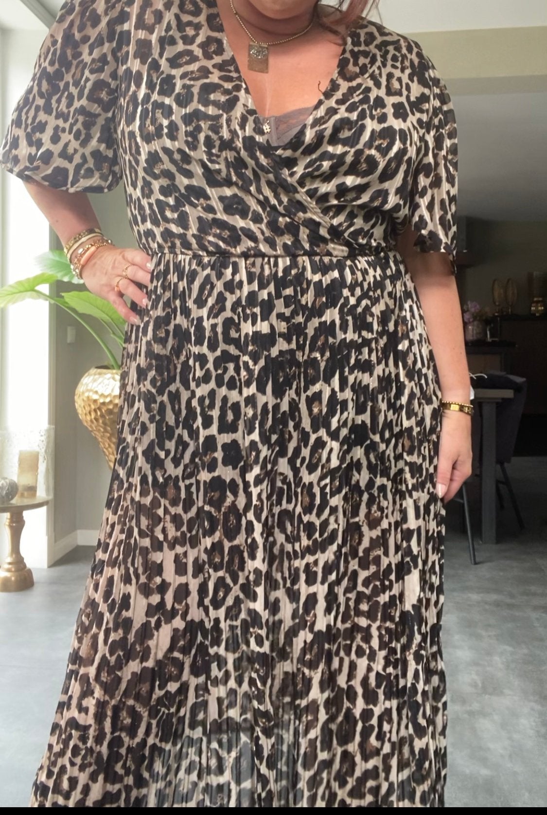 Mooie panter jurk Shoeby XXL, Ophalen, Meerkleurig, Maat 46/48 (XL) of groter, Gedragen