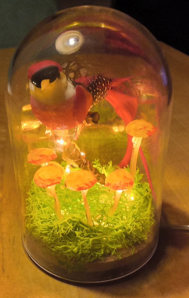 Stolp met vogel en paddestoelen, 16 cm, Nieuw, Ophalen of Verzenden, Handgemaakt