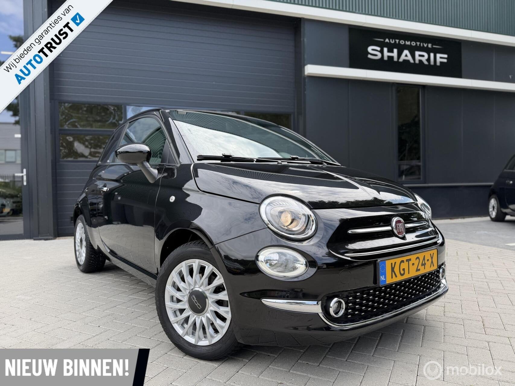 Fiat 500 1.0 Hybrid Cult |CarPlay|Airco|Panorama|1e eig|LED., Auto's, Gebruikt, Euro 6, 4 stoelen, Zwart