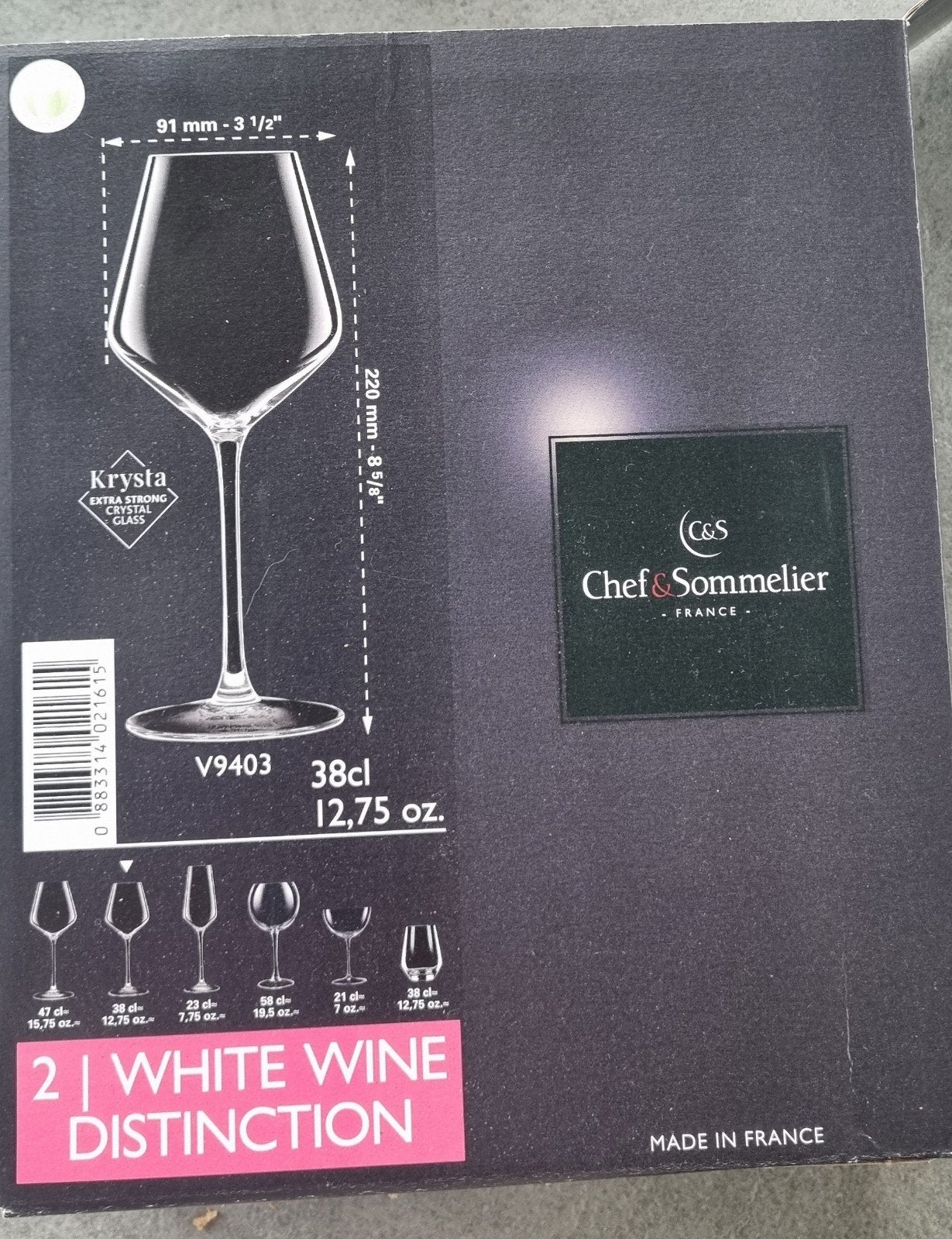 Chef & Sommelier Witte Wijnglazen - Krysta Distinction, Nieuw, Ophalen of Verzenden, Overige merken, Glas