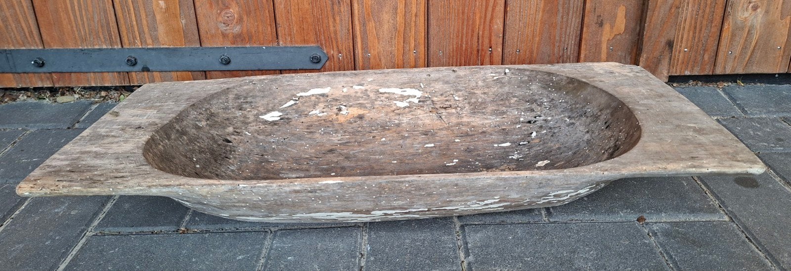 Brocante houten trog van hout, Ophalen