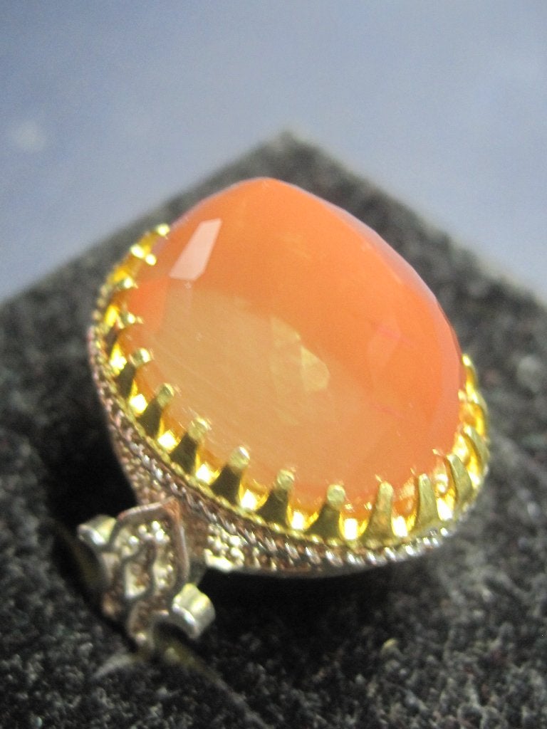 Zoonesteen 18 Krt design zilver ring zeldzaam maat 19,7, Sieraden, Tassen en Uiterlijk, Ringen, Zo goed als nieuw, Dame of Heer