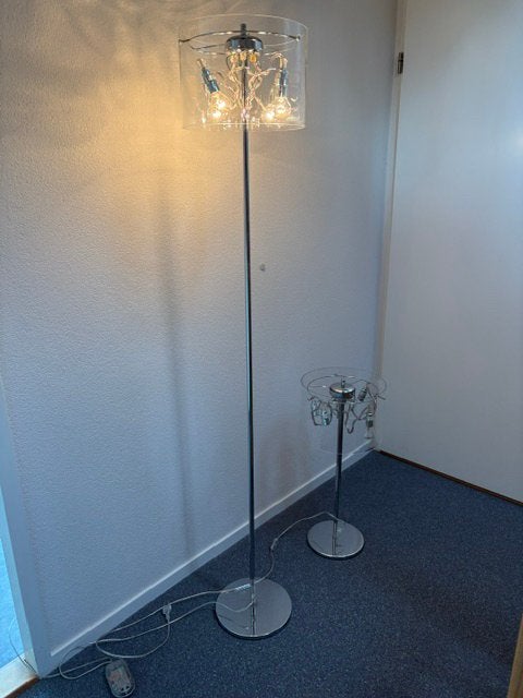 Vloerlamp en tafellamp, Ophalen, Modern, 150 tot 200 cm, Glas