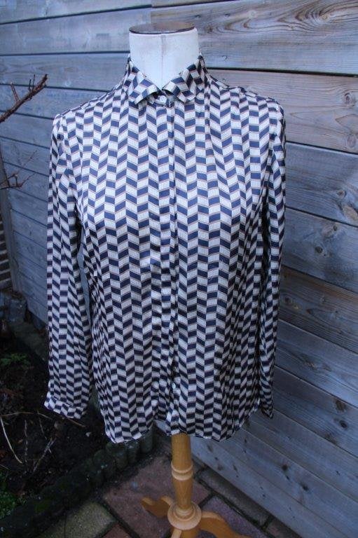 Blouse donkerblauw/ bruin Cavallaro mt 40 Vaste prijs, Maat 38/40 (M), Blauw, Cavallaro, Ophalen of Verzenden