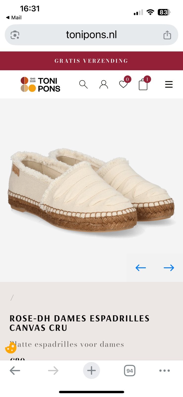 Nieuwe espsdrilles Tony Pons, Ophalen of Verzenden, Nieuw, Beige, Espadrilles of Moccasins
