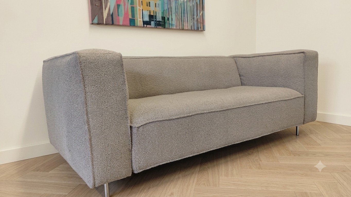 Gelderland 6400 | Beige bouclé | Opnieuw gestoffeerd, Info@andriesign.nl, 150 tot 200 cm, Driepersoons, 75 tot 100 cm