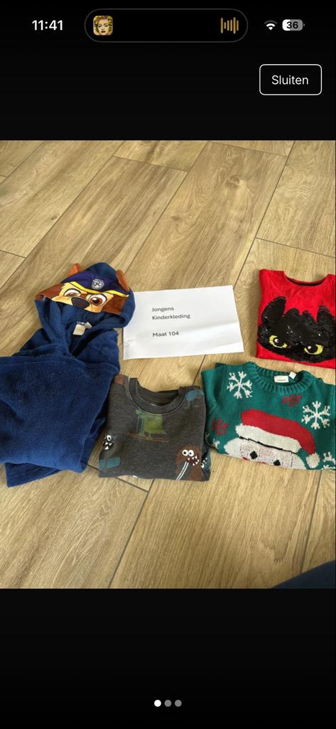 Jongens kledingpakket maat 104 (truien, badjas), Ophalen of Verzenden, Gebruikt, Jongen, Setje