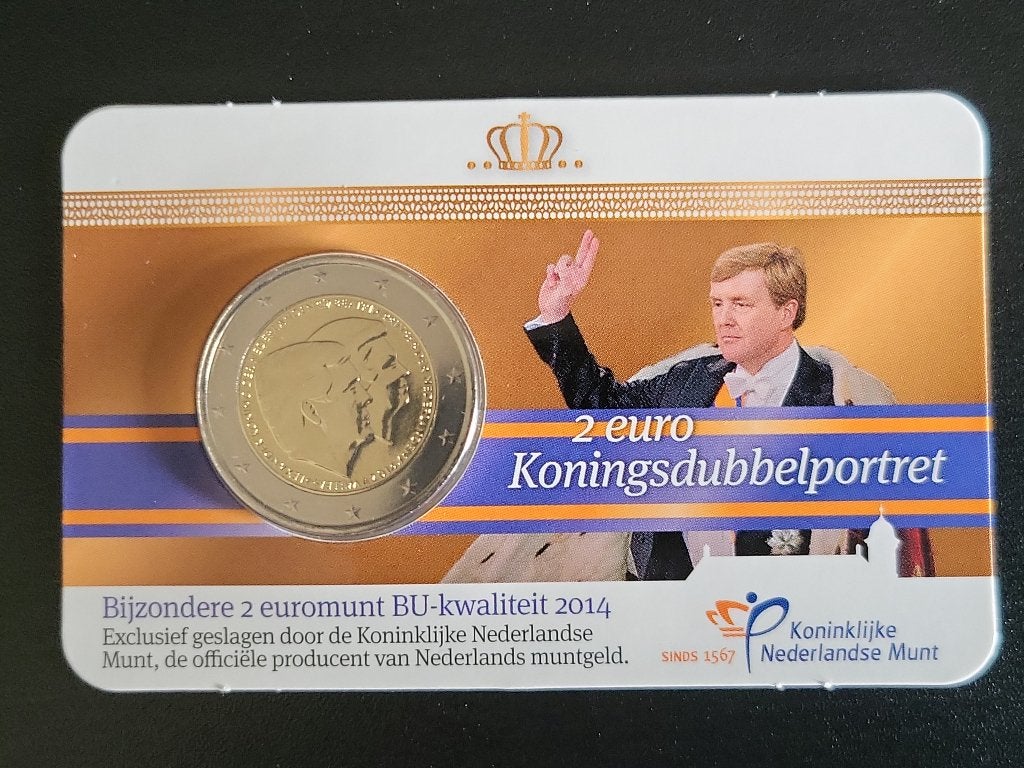 BU Coincard KNM 2 euro Nederland 2014 'Koningsdubbelportret', Ophalen of Verzenden, Overige landen, 2 euro
