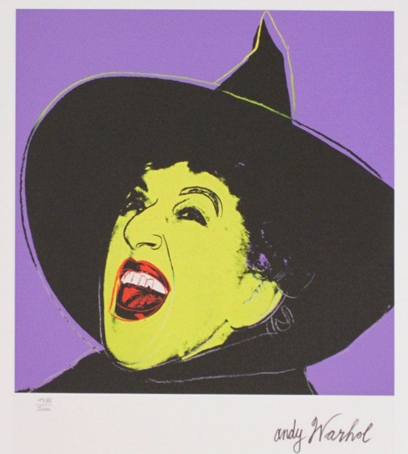 Andy Warhol(1928) Grano Lithografie "The Witch" Ges Gen CMOA, Personages en Fantasiefiguren, Gelimiteerde oplage, Ophalen of Verzenden