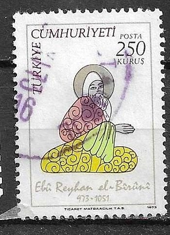 Turkse postzegel 1973 - Ebû Reyhan el-Bîrûnî, Ophalen of Verzenden, Overige landen, Gestempeld