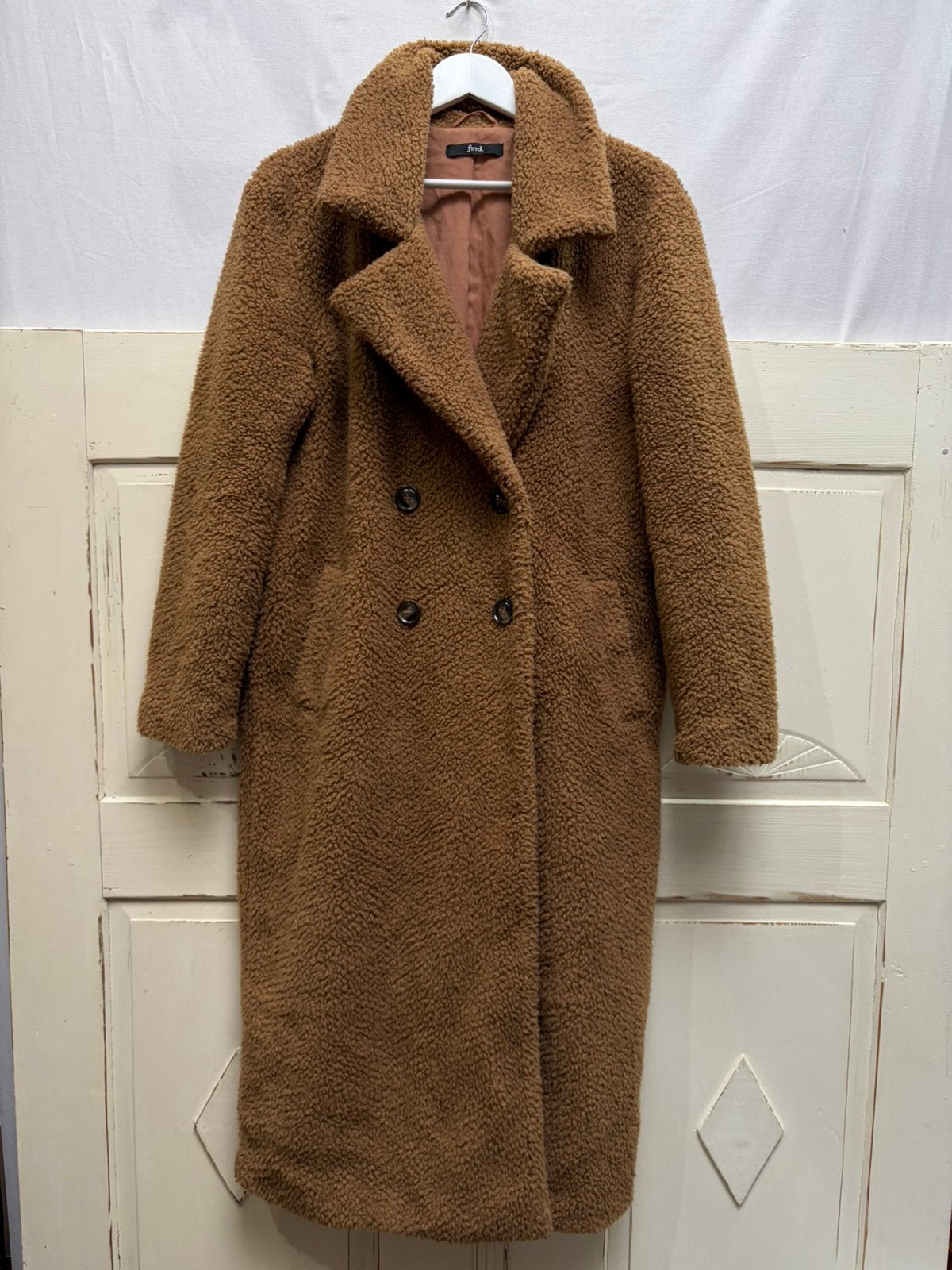 Find L jas coat jacket mantel teddy, Kleding | Dames, Ophalen of Verzenden, Zo goed als nieuw, Beige