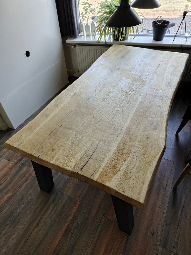 Eettafel, Ophalen, 100 tot 150 cm, Robuust eiken, 200 cm of meer