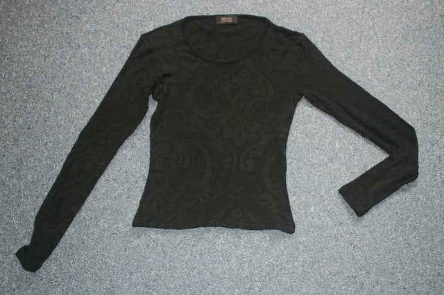 Erg mooi zwart Versace shirt, mt 146-152, Meisje, Ophalen of Verzenden, Zo goed als nieuw, Shirt of Longsleeve