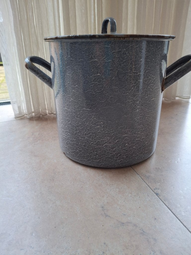 antieke emaille pan, Ophalen
