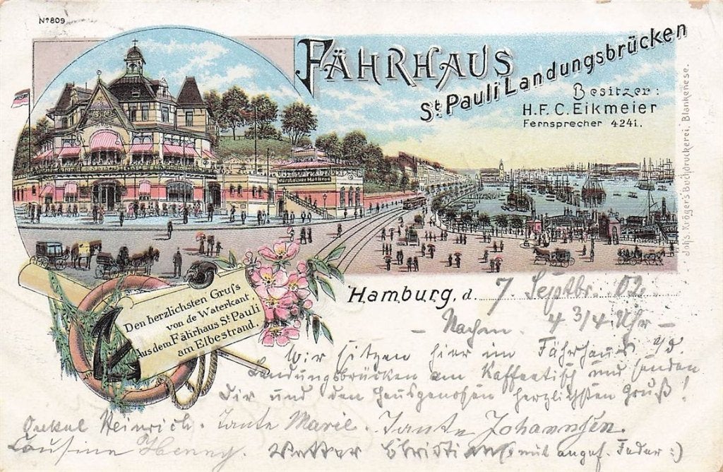 703-113-017 Fahrhaus St Pauli Landungsbrücken, Verzenden, Voor 1920, Duitsland