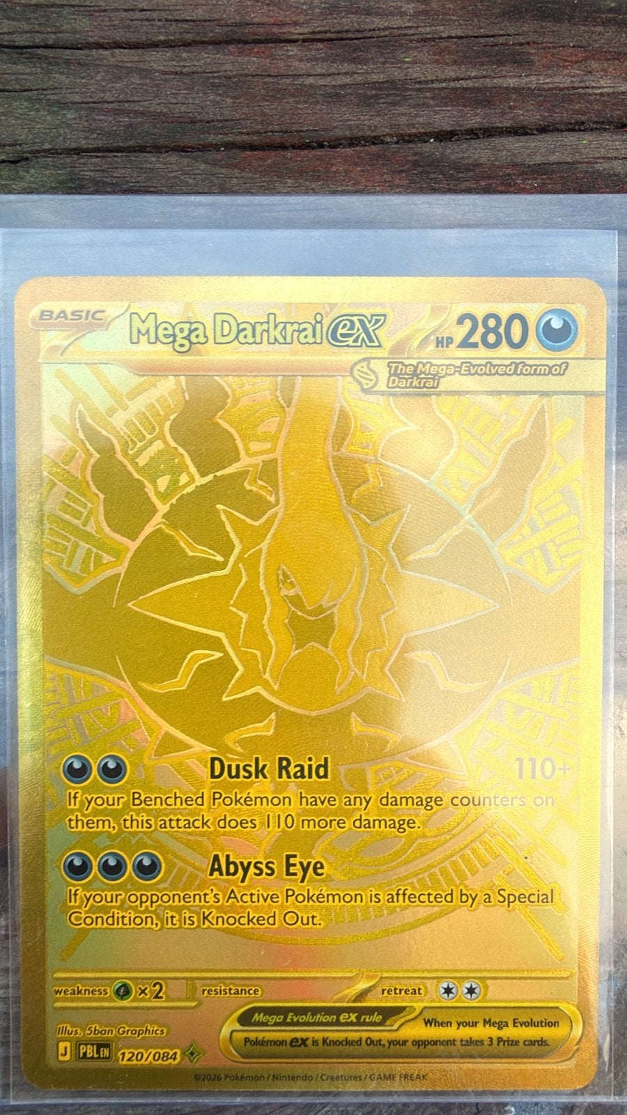 Gouden Mega Darkrai EX Pokémon kaart - Pack Fresh, Ophalen, Zo goed als nieuw, Losse kaart, Foil