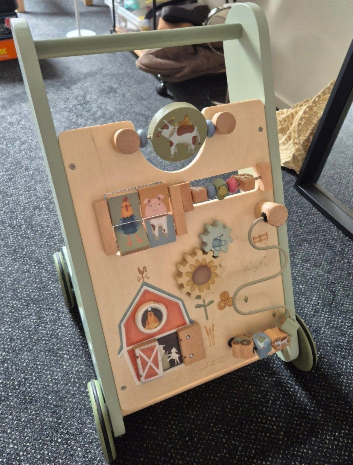 Houten loopwagen Little Dutch met boerderijthema, Kinderen en Baby's, Speelgoed | Houten speelgoed, Ophalen, Zo goed als nieuw
