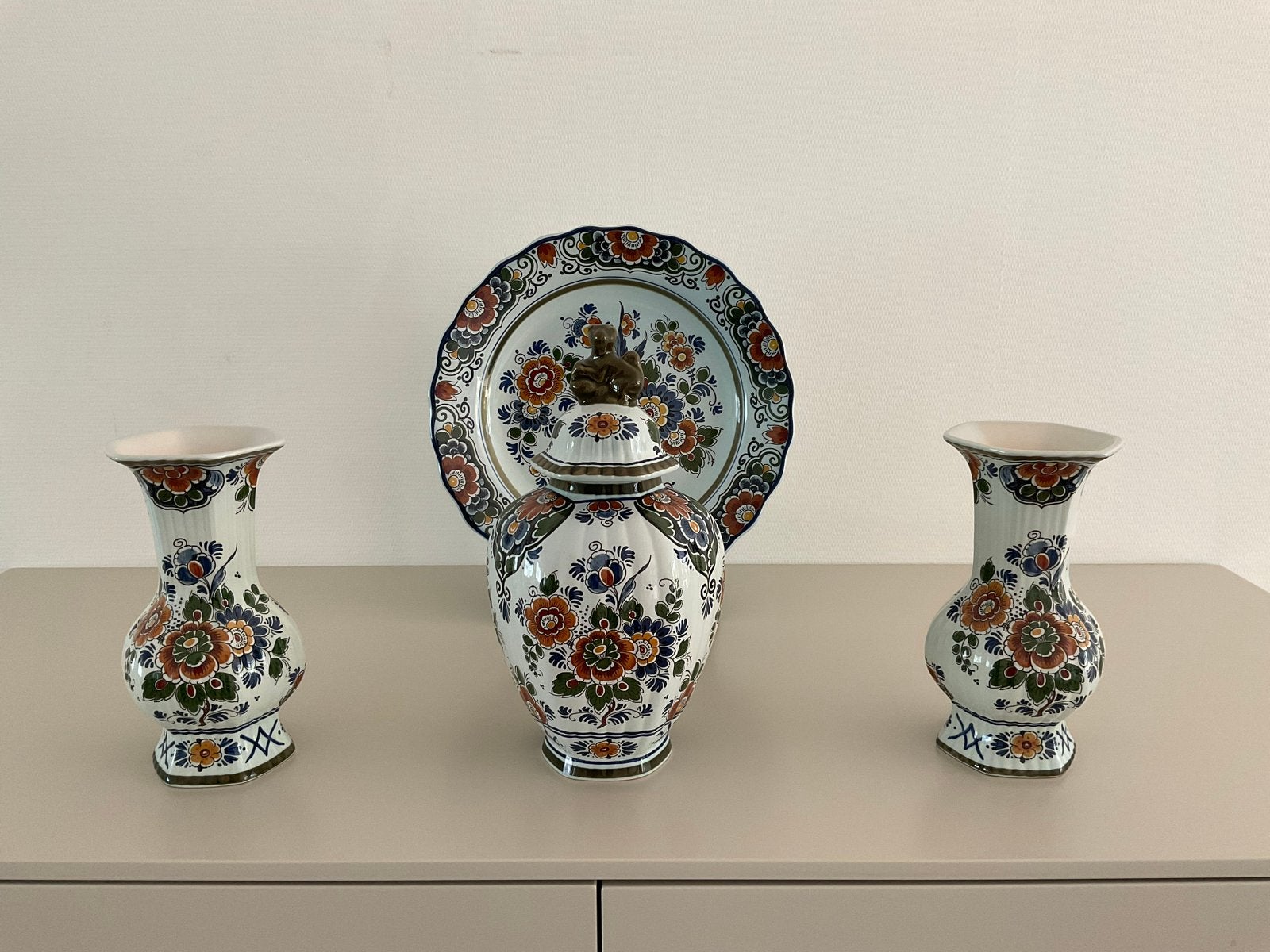 Delfts Polychroom Holland Handwerk Vazen en Schaal, Ophalen