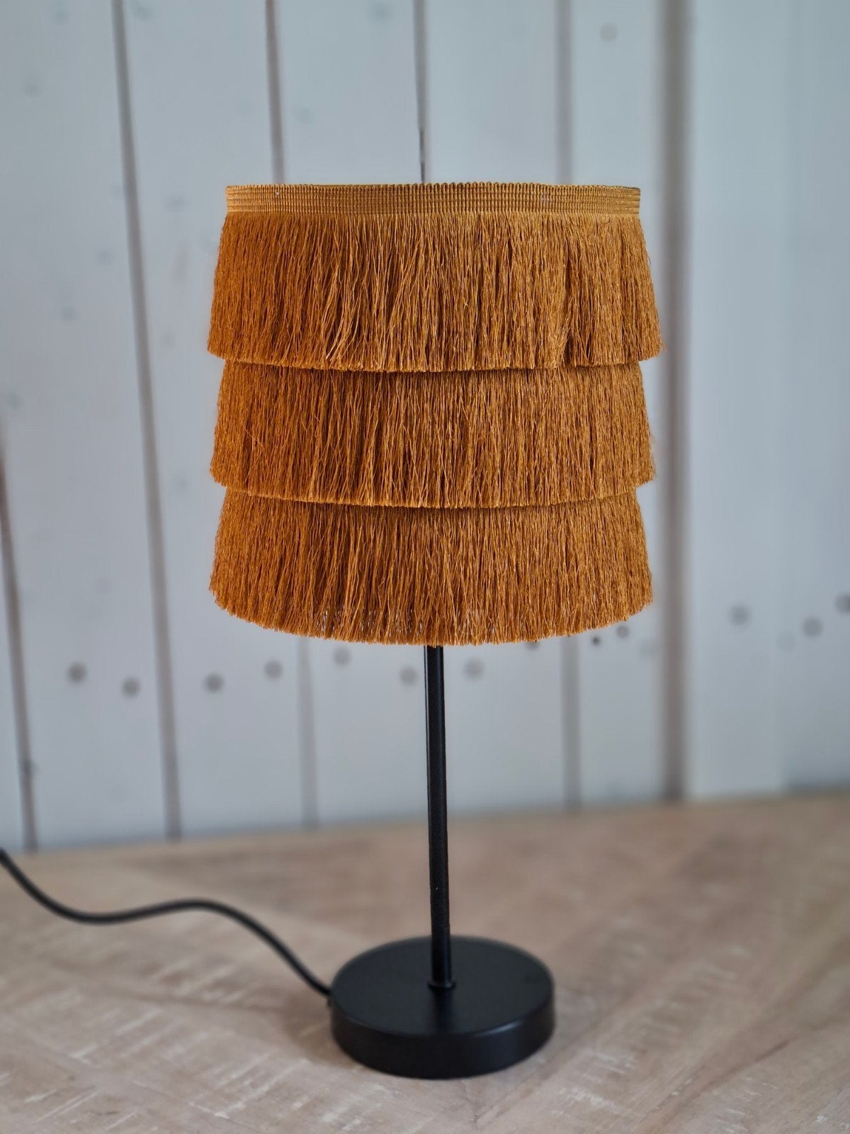 Sfeerlamp met franjes op voet - 40cm hoog, Gebruikt, Stof, Minder dan 50 cm, Ophalen