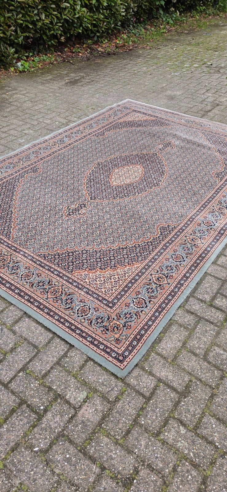Prachtig groot vintage turquoise Perzisch tapijt 300x200!, Perzisch, 200 cm of meer, Ophalen of Verzenden, Zo goed als nieuw