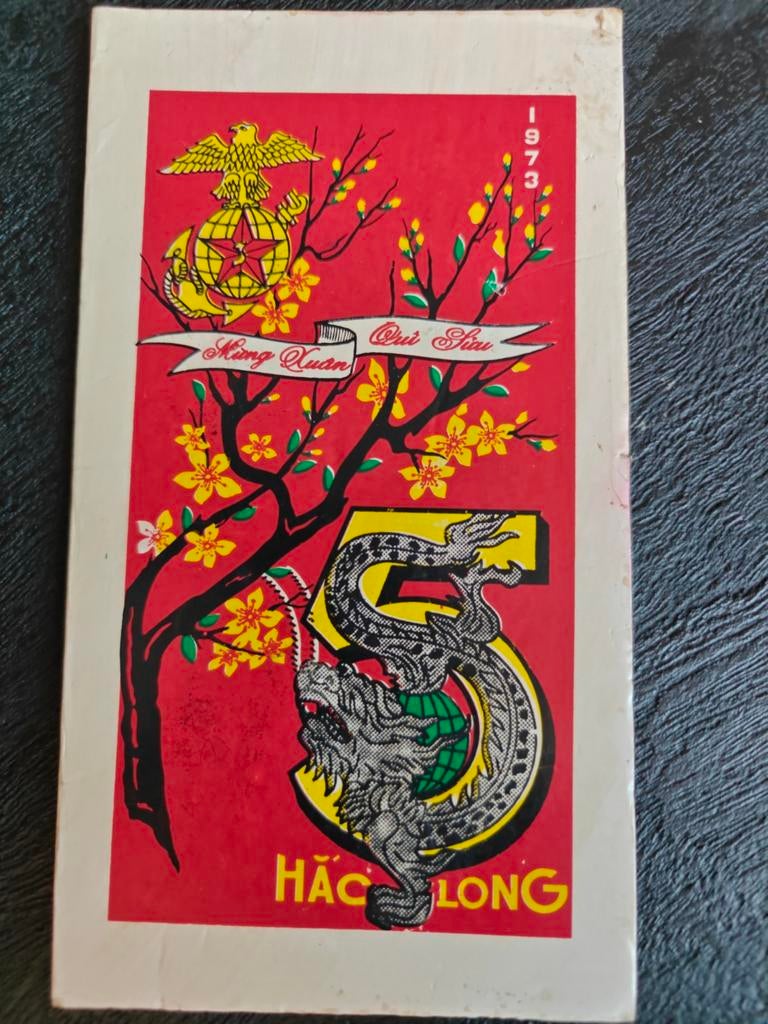 1973 Tết - New Year Greeting Card - 5th Marine - Black Drago, Ophalen of Verzenden, Marine, Amerika, Embleem of Badge