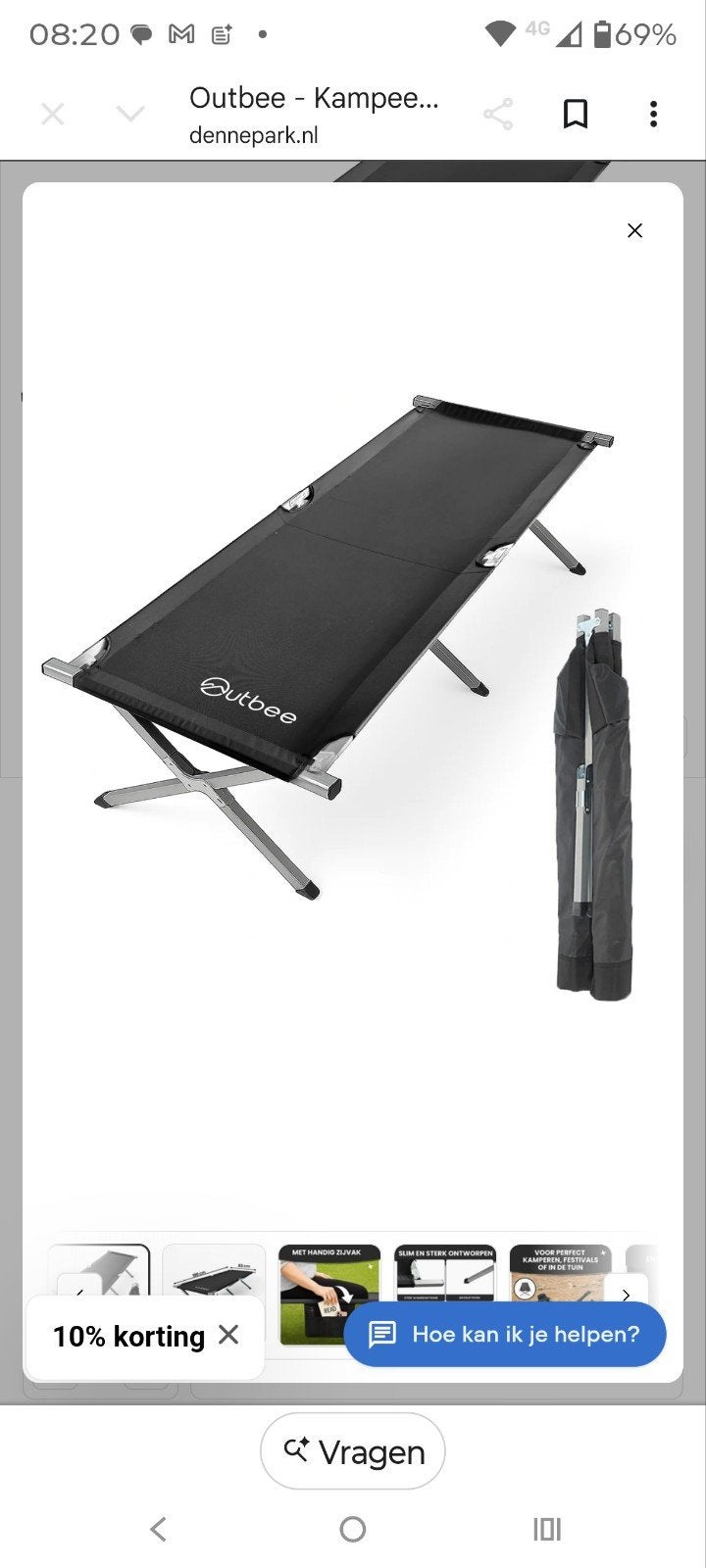 Outbee Campingbed - Lichtgewicht & Opvouwbaar, Caravans en Kamperen, Ophalen of Verzenden, Nieuw, Overige